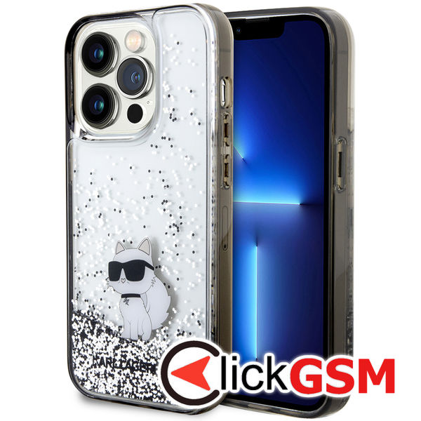 Karl Lagerfeld - Hardcase Liquid Glitter (KLHCP14LLKCNSK) - iPhone 14 Pro - Choupette