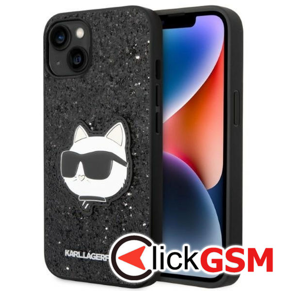 Karl Lagerfeld - Hardcase Glitter (KLHCP14MG2CPK) - iPhone 14 Plus - Choupette Patch