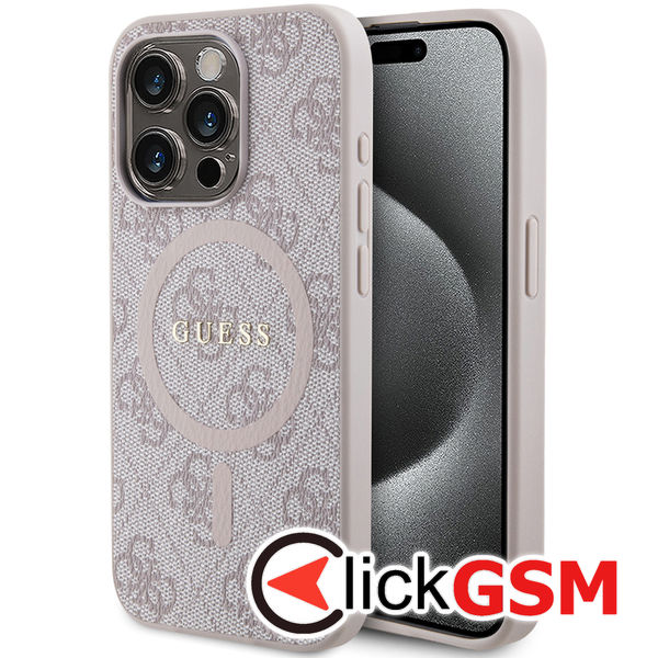 Guess - 4G Collection Leather MagSafe (GUHMP15LG4GFRP) - iPhone 15 Pro - Pink