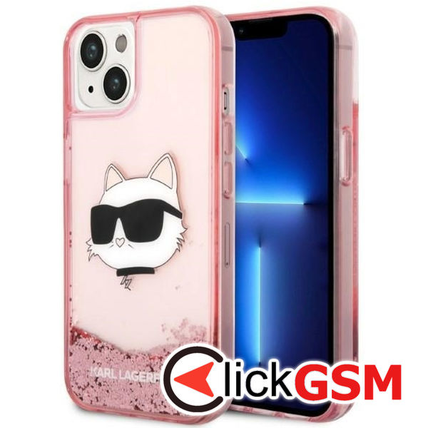 Karl Lagerfeld - Hardcase Glitter (KLHCP14MLNCHCP) - iPhone 14 Plus - Pink Choupette Head