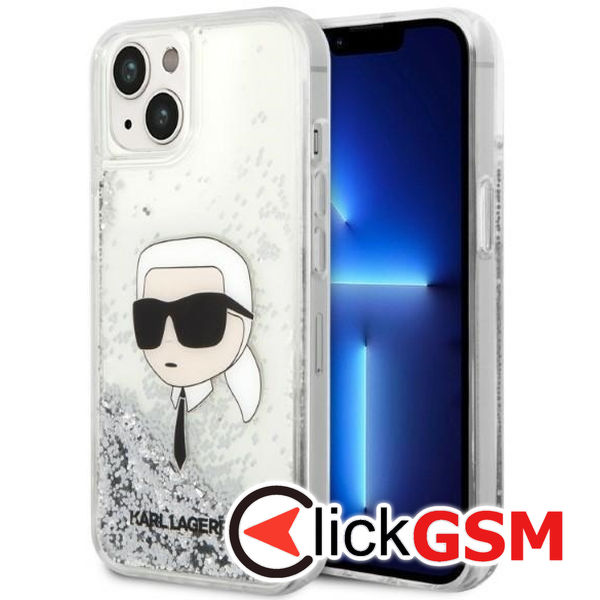 Karl Lagerfeld - Hardcase Glitter (KLHCP14MLNKHCH) - iPhone 14 Plus - Silver Karl Head