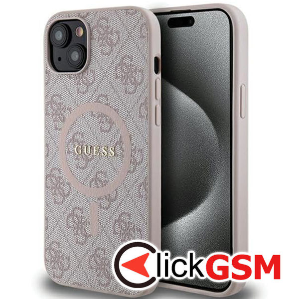 Guess - 4G Collection Leather MagSafe (GUHMP15MG4GFRP) - iPhone 15 Plus - Pink