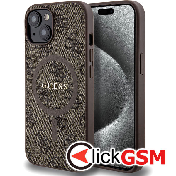 Guess - 4G Collection Leather MagSafe (GUHMP15MG4GFRW) - iPhone 15 Plus - Brown