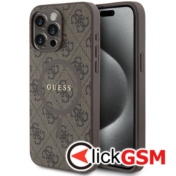 Guess - 4G Collection Leather MagSafe (GUHMP15XG4GFRW) - iPhone 15 Pro Max - Brown