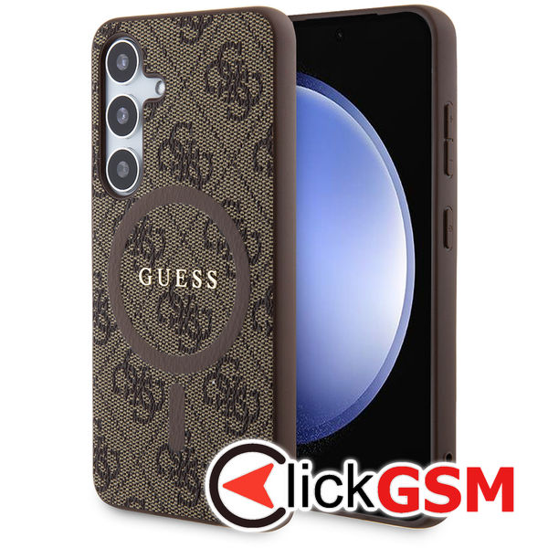 Guess - 4G Collection Leather MagSafe (GUHMS24MG4GFRW) - Samsung Galaxy S24 Plus - Brown