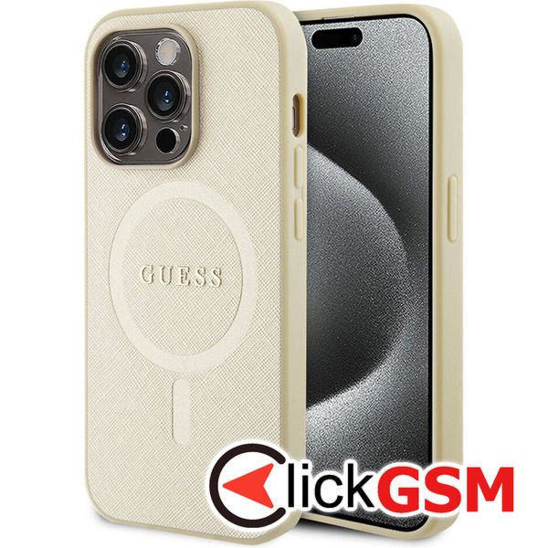 Guess - Saffiano MagSafe (GUHMP15LPSAHMCB) - iPhone 15 Pro - Gold