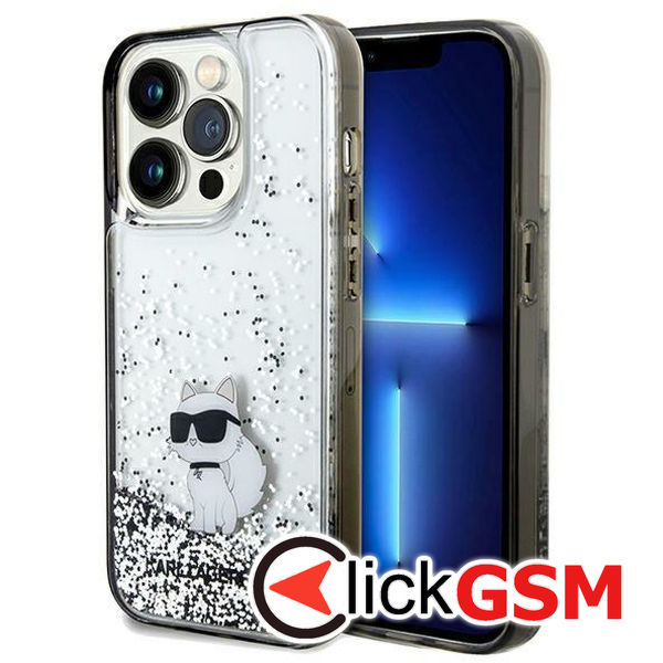Karl Lagerfeld - Hardcase Liquid Glitter (KLHCP14XLKCNSK) - iPhone 14 Pro Max - Transparent Choupette