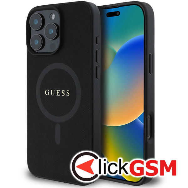 Guess - Saffiano Classic Logo MagSafe (GUHMP16XPSAHMCK) - iPhone 16 Pro Max - Black