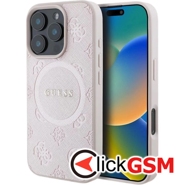 Guess - Saffiano Peony Classic Logo MagSafe (GUHMP16LPSAPSMEP) - iPhone 16 Pro - Pink