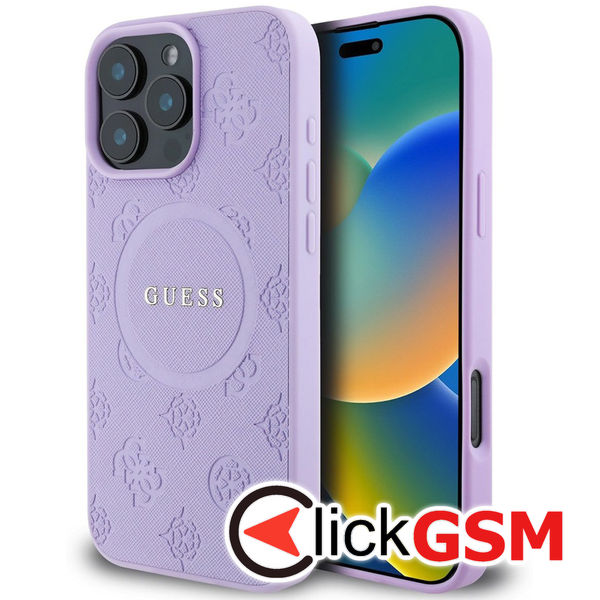 Guess - Saffiano Peony Classic Logo MagSafe (GUHMP16LPSAPSMEU) - iPhone 16 Pro - Purple