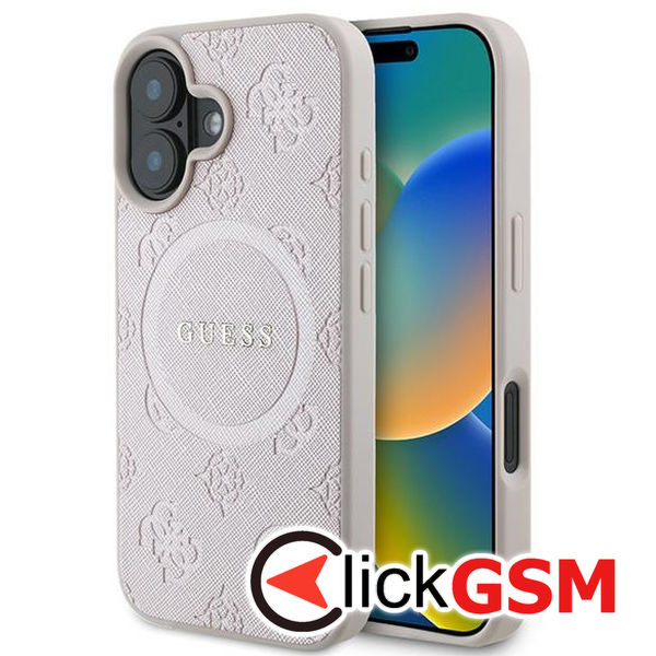 Guess - Saffiano Peony Classic Logo MagSafe (GUHMP16MPSAPSMEP) - iPhone 16 Plus - Pink