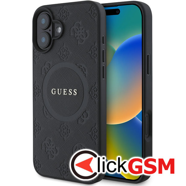 Guess - Saffiano Peony Classic Logo MagSafe (GUHMP16SPSAPSMEK) - iPhone 16 - Black