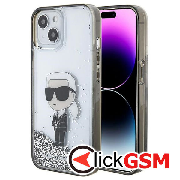 Karl Lagerfeld - Hardcase Liquid Glitter (KLHCP15SLKKNSK) - iPhone 15 - Transparent Ikonik