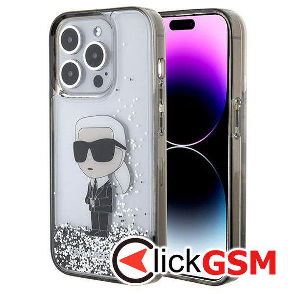 Karl Lagerfeld - Hardcase Liquid Glitter (KLHCP15XLKKNSK) - iPhone 15 Pro Max - Transparent Ikonik