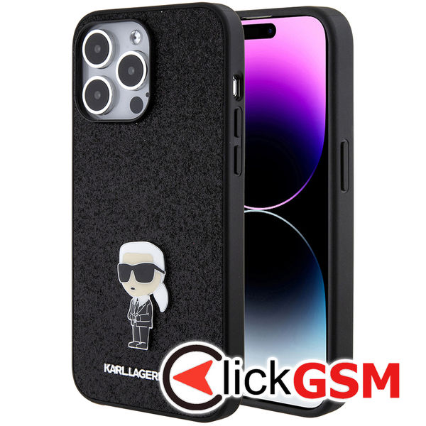 Karl Lagerfeld - Hardcase Glitter Fixed (KLHCP15XGKNPSK) - iPhone 15 Pro Max - Ikonik Logo