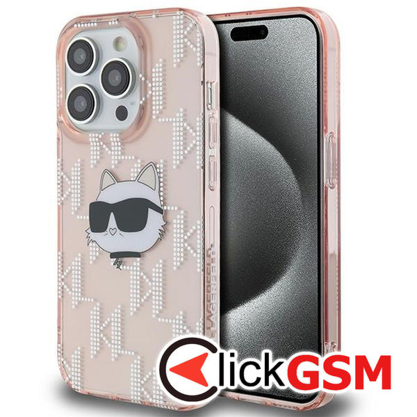 Karl Lagerfeld - IML Luxury (KLHCP14LHKLPCHP) - iPhone 14 Pro - Pink Choupette Head&Monogram