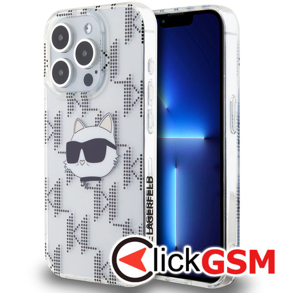 Karl Lagerfeld - IML Luxury (KLHCP15LHKLPCHT) - iPhone 15 Pro - Clear Choupette Head&Monogram