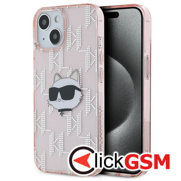 Karl Lagerfeld - IML Luxury (KLHCP15SHKLPCHP) - iPhone 15 - Pink Choupette Head&Monogram