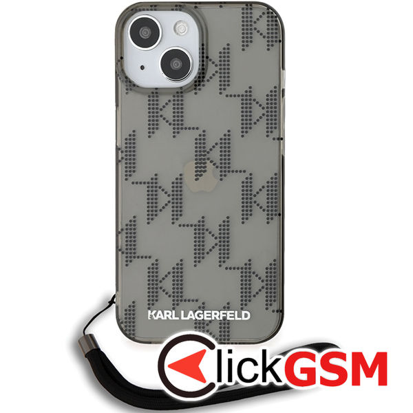 Karl Lagerfeld - IML Luxury (KLHCP15SHKDPNSK) - iPhone 15 - Mono KL Pattern&Cord