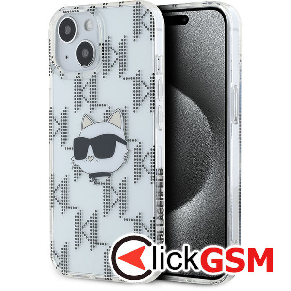 Karl Lagerfeld - IML Luxury (KLHCP15SHKLPCHT) - iPhone 15 - Transparent Choupette Head&Monogram