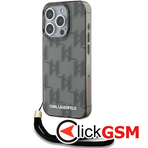 Karl Lagerfeld - IML Luxury (KLHCP15XHKDPNSK) - iPhone 15 Pro Max - Mono KL Pattern&Cord