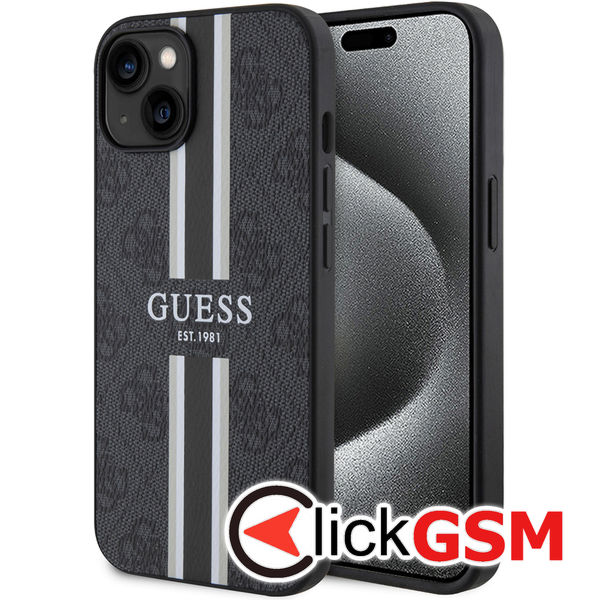 Guess - Hardcase 4G Printed Stripes MagSafe (GUHMP15SP4RPSK) - iPhone 15 - Black