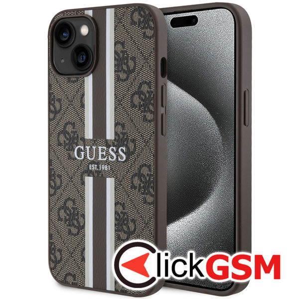 Guess - Hardcase 4G Printed Stripes MagSafe (GUHMP15SP4RPSW) - iPhone 15 - Brown