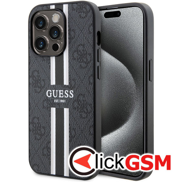 Guess - Hardcase 4G Printed Stripes MagSafe (GUHMP15XP4RPSK) - iPhone 15 Pro Max - Black