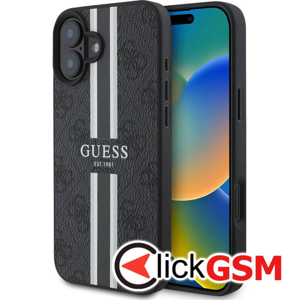 Guess - Hardcase 4G Printed Stripes MagSafe (GUHMP16MP4RPSK) - iPhone 16 Plus - Black