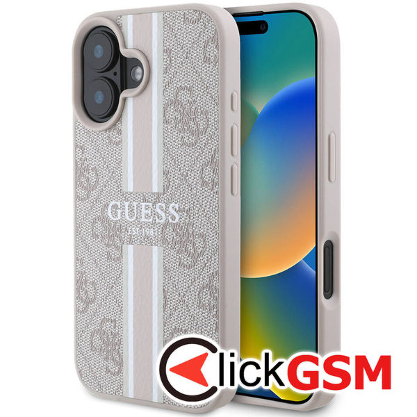 Guess - Hardcase 4G Printed Stripes MagSafe (GUHMP16SP4RPSP) - iPhone 16 - Pink