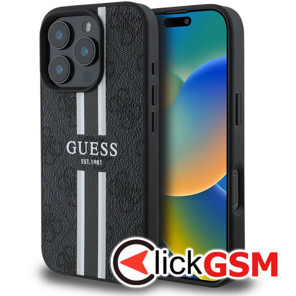 Guess - Hardcase 4G Printed Stripes MagSafe (GUHMP16XP4RPSK) - iPhone 16 Pro Max - Black