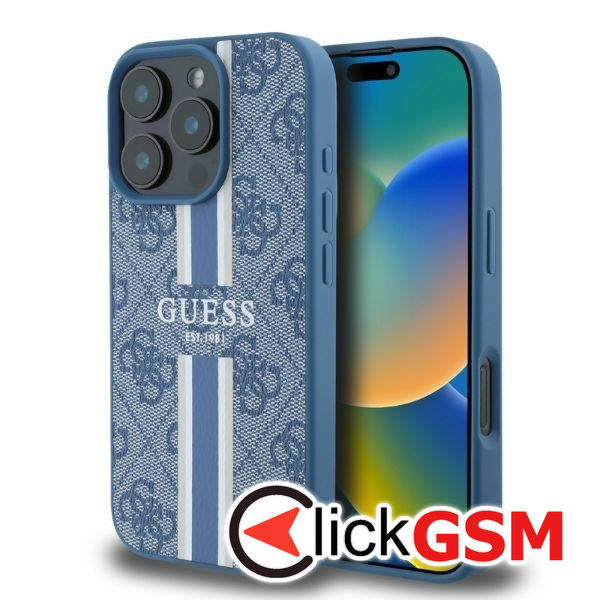 Guess - Hardcase 4G Printed Stripes MagSafe (GUHMP16XP4RPSB) - iPhone 16 Pro Max - Blue