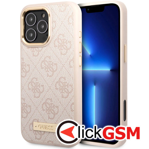 Guess - Hardcase 4G Logo Plate MagSafe (GUHMP16LU4GPRP) - iPhone 16 Pro - Pink