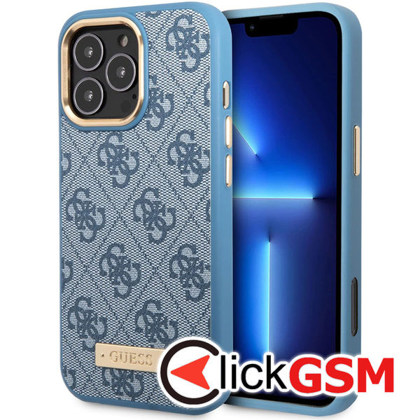 Guess - Hardcase 4G Logo Plate MagSafe (GUHMP16LU4GPRB) - iPhone 16 Pro - Blue