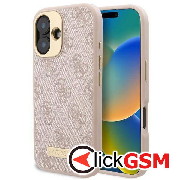 Guess - Hardcase 4G Logo Plate MagSafe (GUHMP16MU4GPRP) - iPhone 16 Plus - Pink