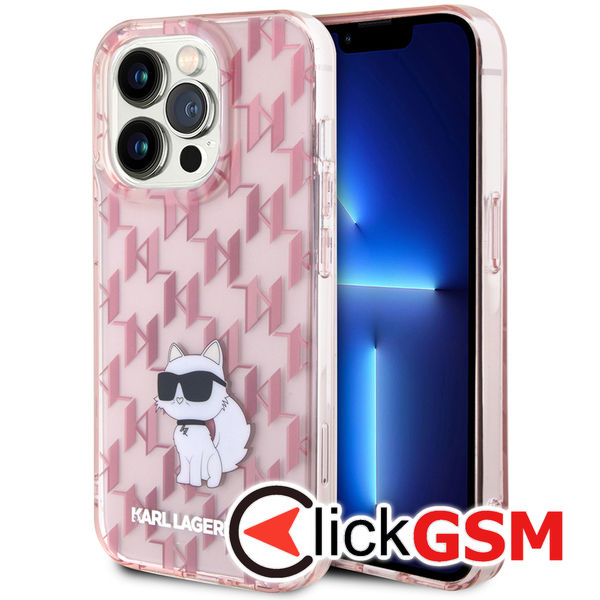 Karl Lagerfeld - Hardcase Monogram (KLHCP15XHNCMKLP) - iPhone 15 Pro Max - Pink Choupette