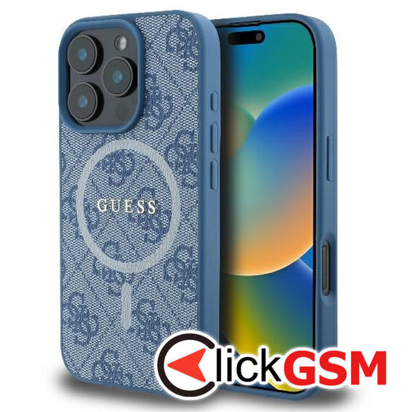 Guess - 4G Ring Classic Logo MagSafe (GUHMP16LG4GFRB) - iPhone 16 Pro - Blue