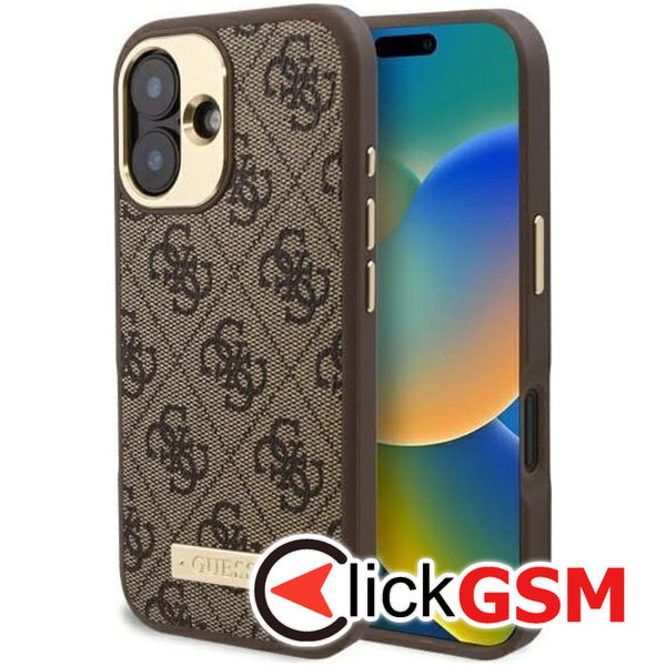 Guess - Hardcase 4G Logo Plate MagSafe (GUHMP16SU4GPRW) - iPhone 16 - Brown
