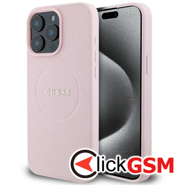Guess - Grained Gold Ring MagSafe (GUHMP15XPGHSMMP) - iPhone 15 Pro Max - Pink