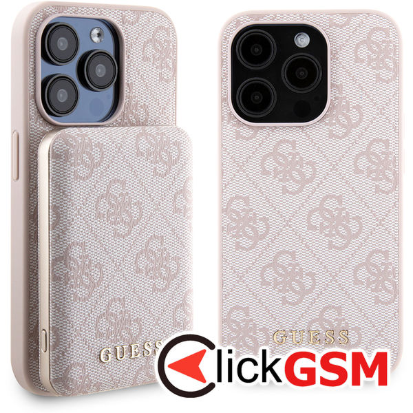 Guess - Hardcase Powerbank MagSafe (GUBPM5P15L4GEMGP) - iPhone 15 Pro - Pink