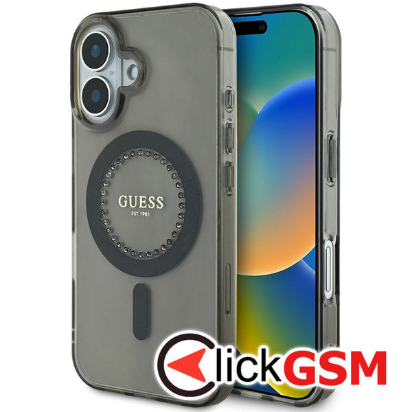 Guess - IML Rhinestones MagSafe (GUHMP16MPFTDTEK) - iPhone 16 Plus - Black