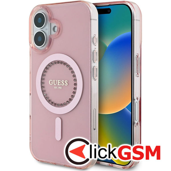 Guess - IML Rhinestones MagSafe (GUHMP16MPFTDTEP) - iPhone 16 Plus - Pink
