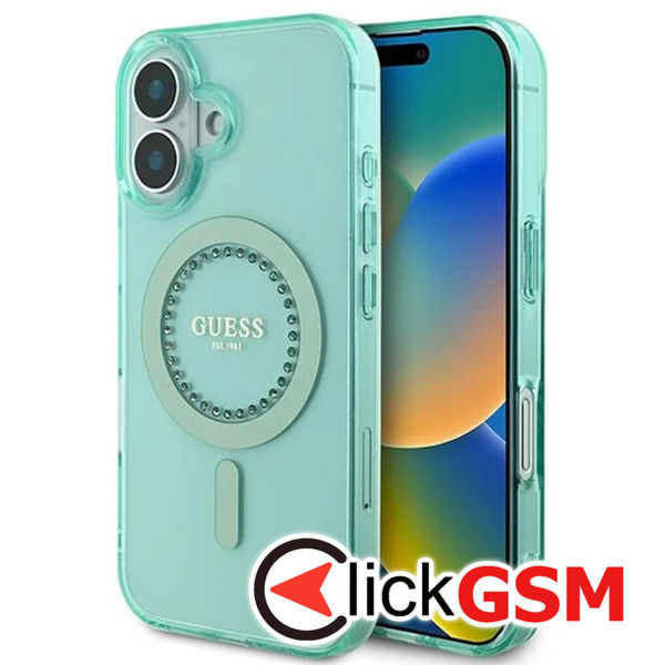 Guess - IML Rhinestones MagSafe (GUHMP16MPFTDTEN) - iPhone 16 Plus - Green