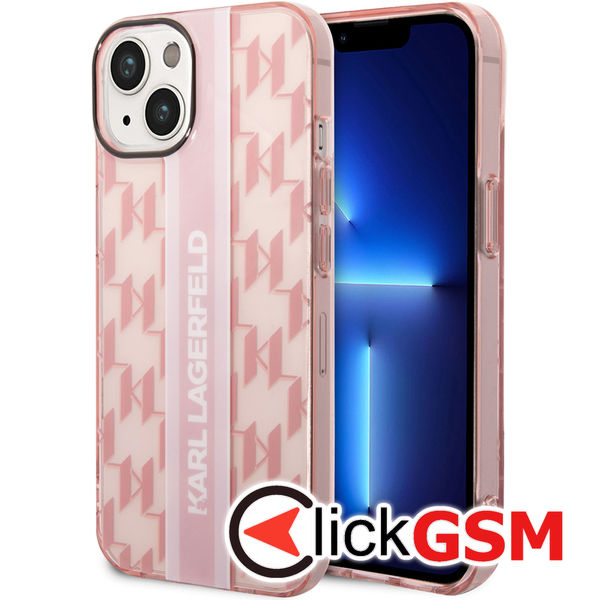 Karl Lagerfeld - Hardcase Monogram (KLHCP14MHKLSPCP) - iPhone 14 Plus - Pink Stripe