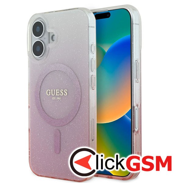 Guess - IML Glitter Gradient MagSafe (GUHMP16SHGRCELP) - iPhone 16 - Pink