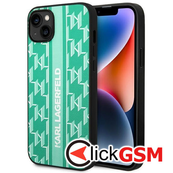 Karl Lagerfeld - Hardcase Monogram (KLHCP14MPGKLSKN) - iPhone 14 Plus - Green Stripe