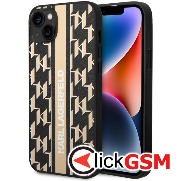 Karl Lagerfeld - Hardcase Monogram (KLHCP14MPGKLSKW) - iPhone 14 Plus - Brown Stripe