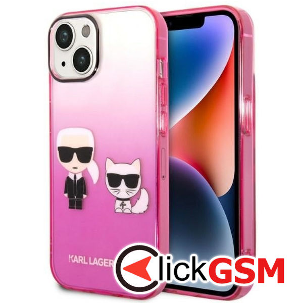 Karl Lagerfeld - Hardcase (KLHCP14MTGKCP) - iPhone 14 Plus - Pink Gradient Ikonik Karl&Choupette
