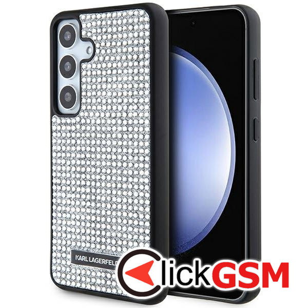 Karl Lagerfeld - Hardcase Rhinestone (KLHCS24SHDSPRS) - Samsung Galaxy S24 - Silver Metal Logo