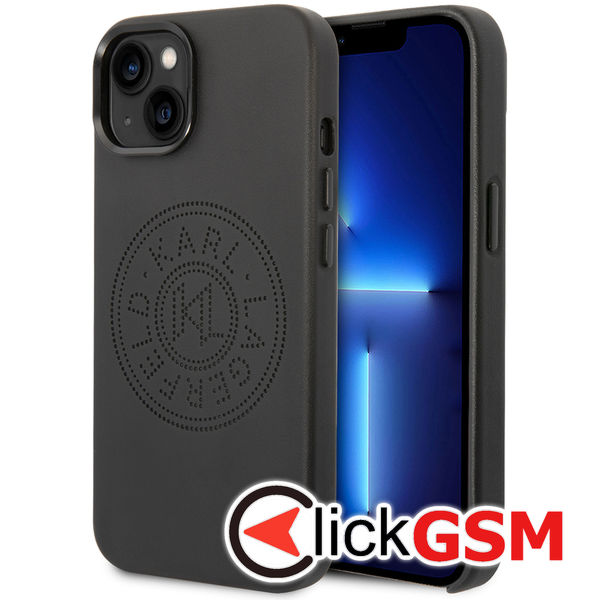 Karl Lagerfeld - Hardcase Leather Perforated (KLHCP14MFWHK) - iPhone 14 Plus - Black